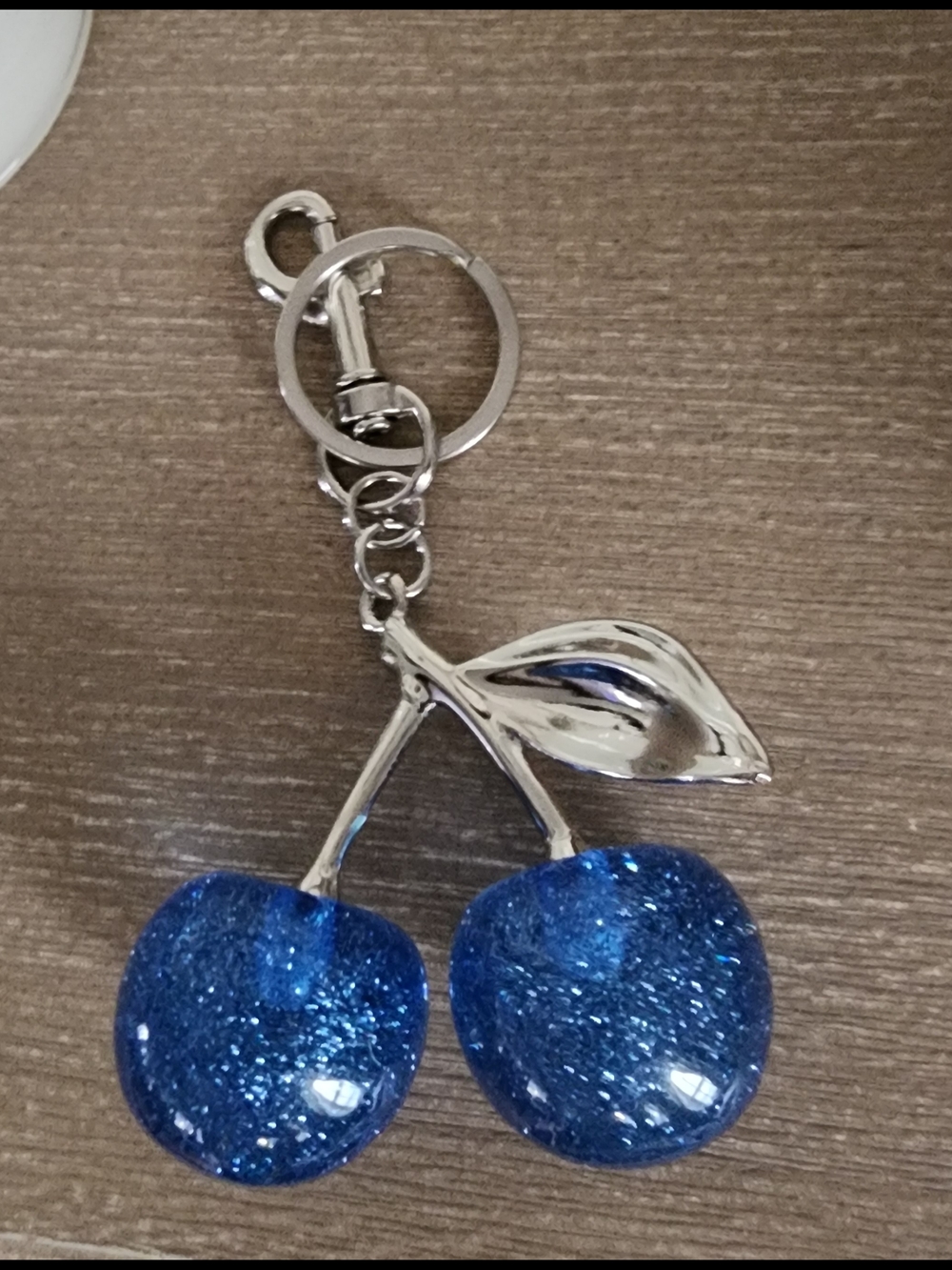 Blue Glitter Cherry Keychain - 4×2 Women's Accessory